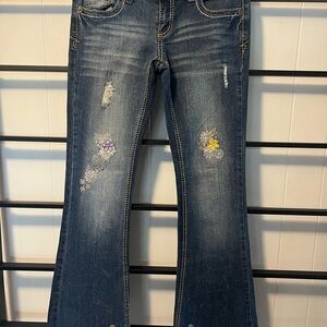 EUC Juniors Size 5/6, RUE 21, PREMIER, Boot Cut, Bedazzled Jeans